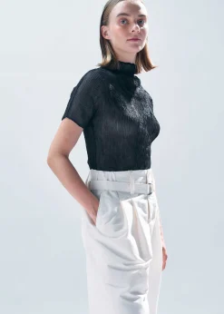 ISSEY MIYAKE Chiffon Twist Bk/Wt-46 Clearance