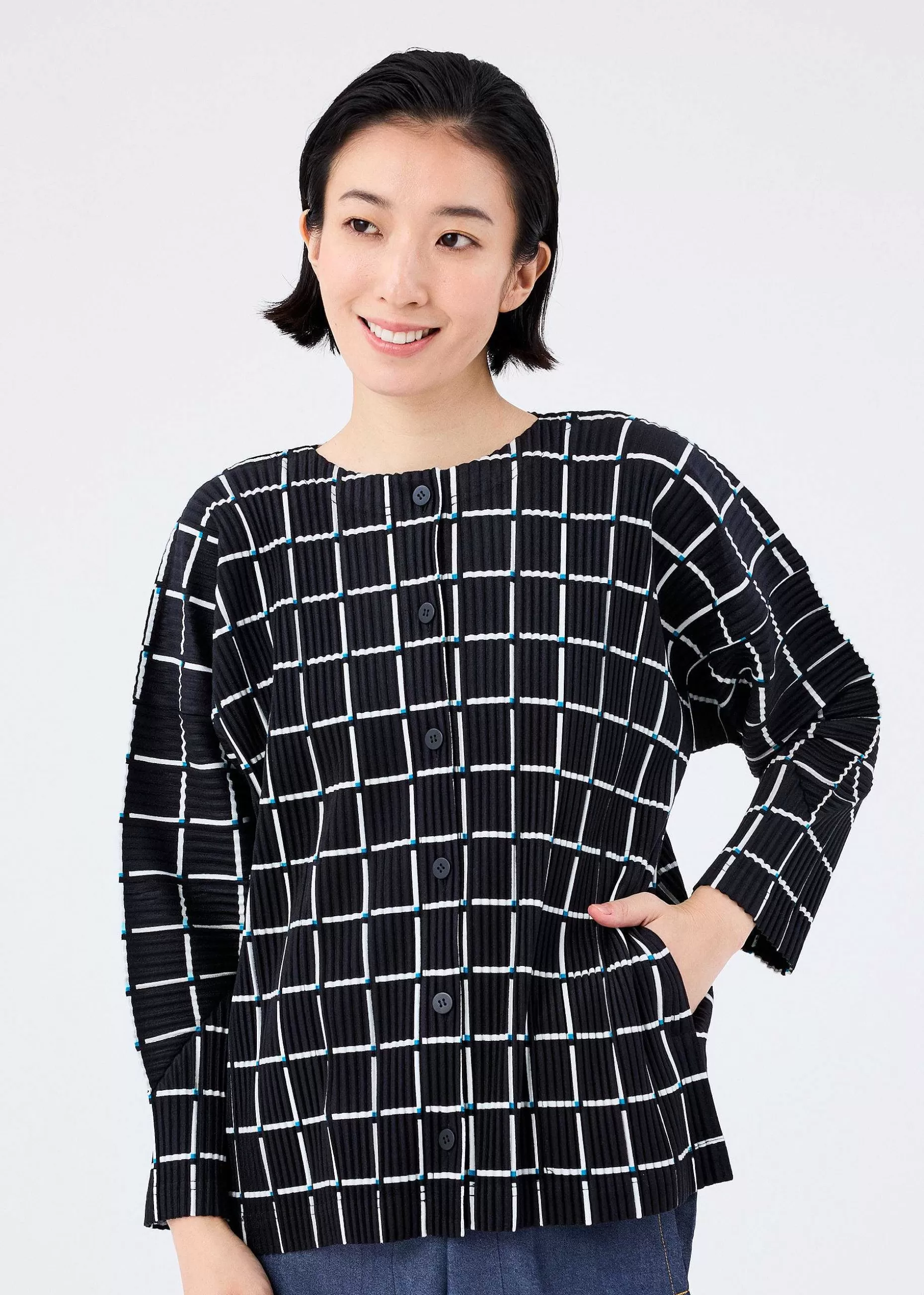 ISSEY MIYAKE Cardigan | Color Stick Suede Like Pleats