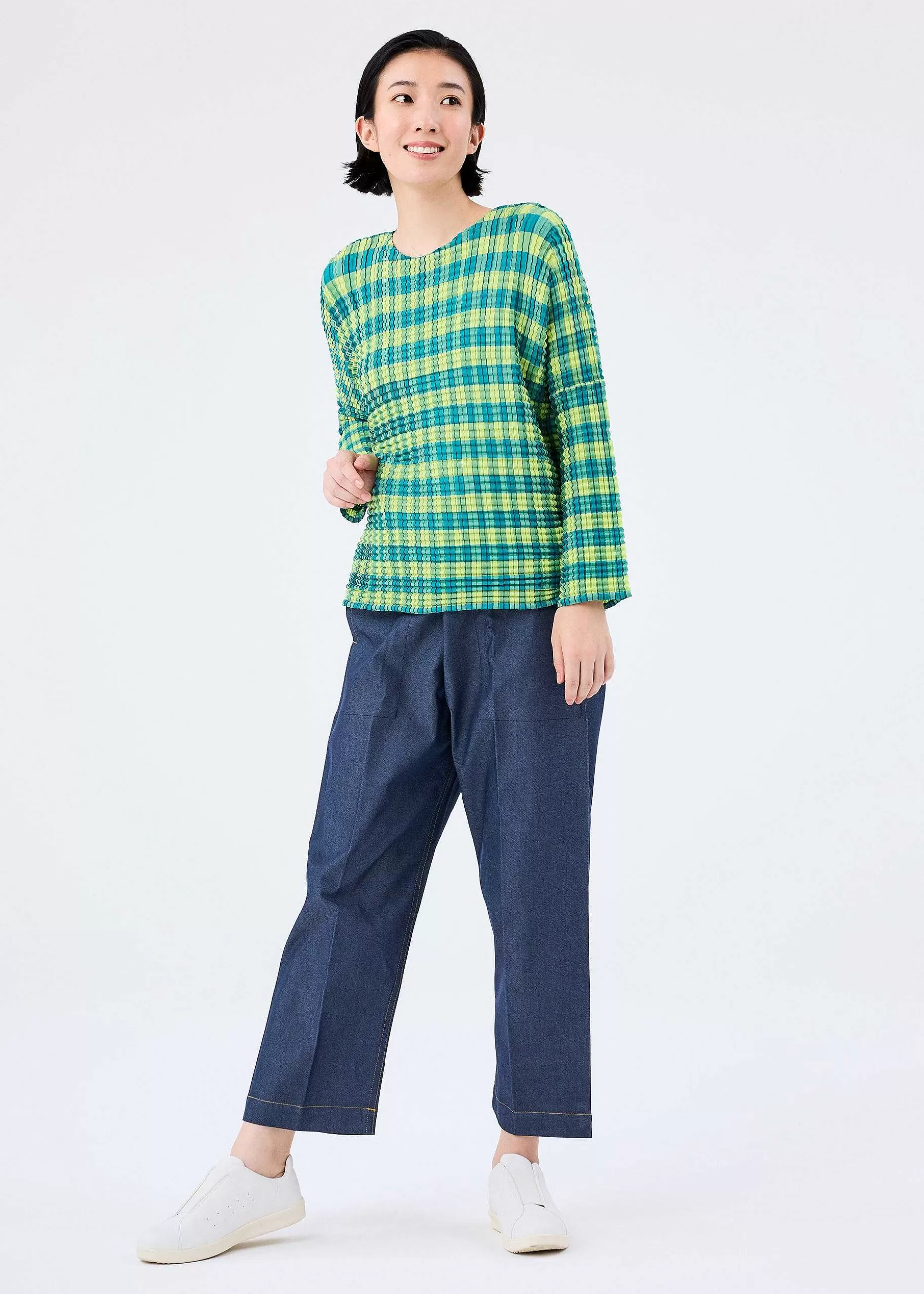 ISSEY MIYAKE Top | Gingham Check Pleats Shirt