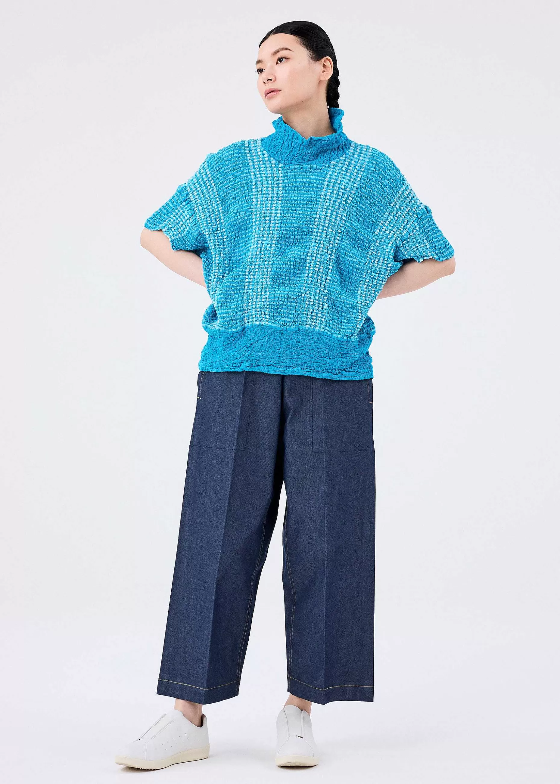 ISSEY MIYAKE Top | Gingham Stripe Cauliflower